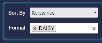 Multi-select "Format" menu with "DAISY" as the single selection.